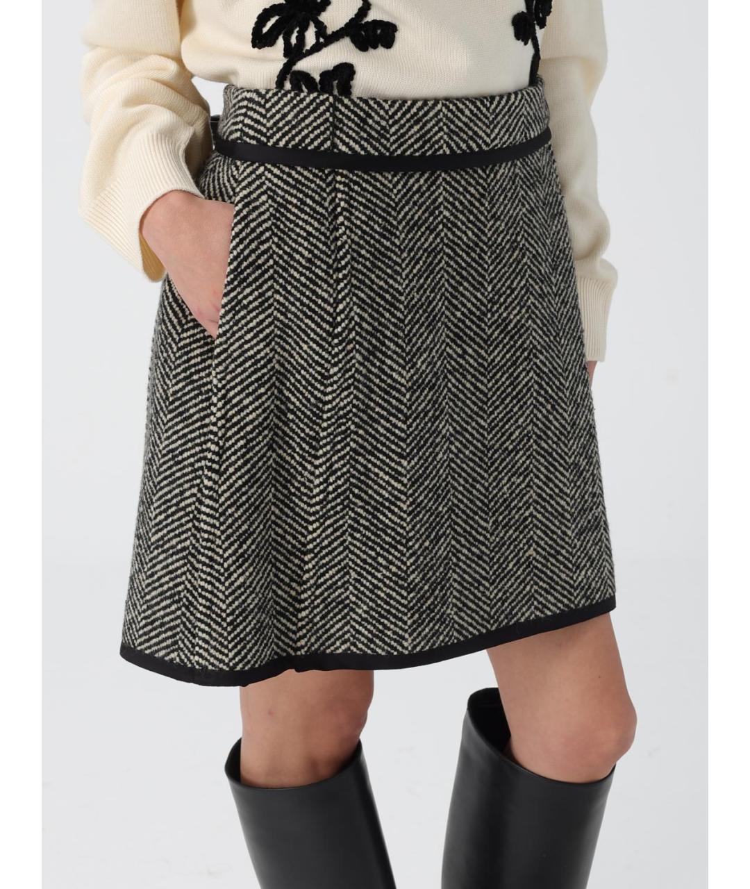 JIL SANDER Серая шерстяная юбка мини, фото 5