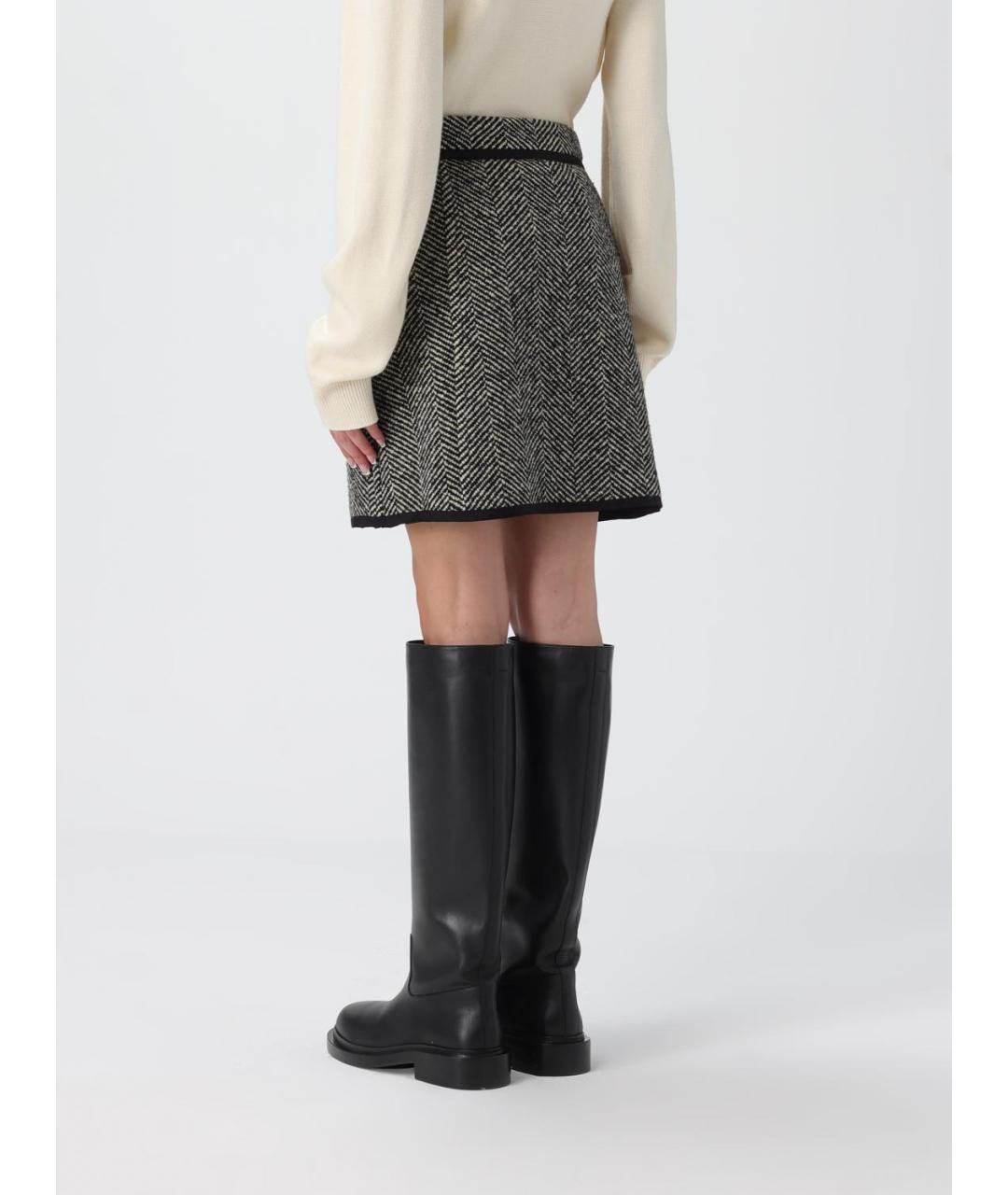 JIL SANDER Серая шерстяная юбка мини, фото 3