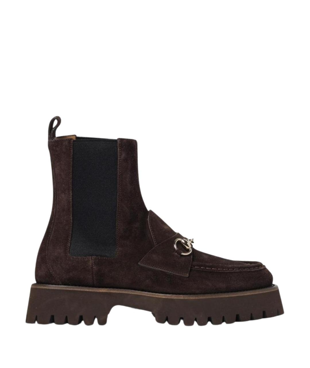 GUCCI Коричневые замшевые ботинки, фото 1