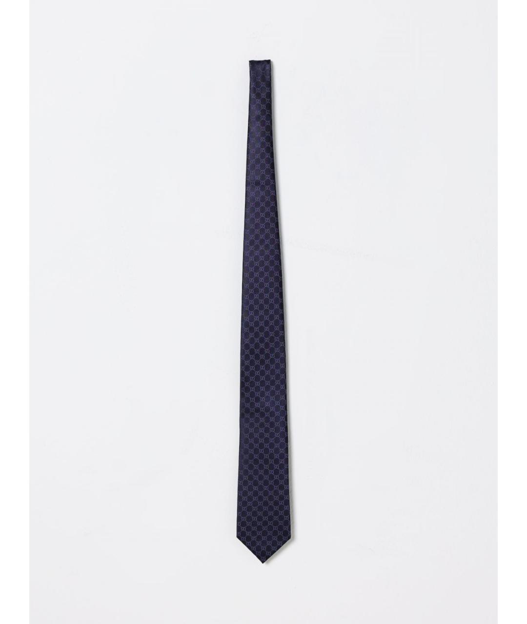 GUCCI Темно-синий шелковый галстук, фото 3