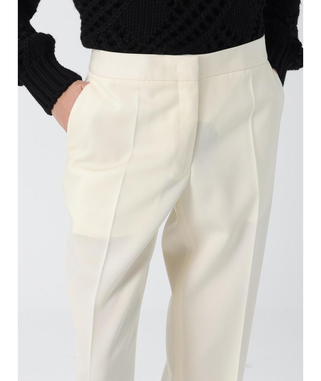 JIL SANDER Бежевые шерстяные прямые брюки, фото 5