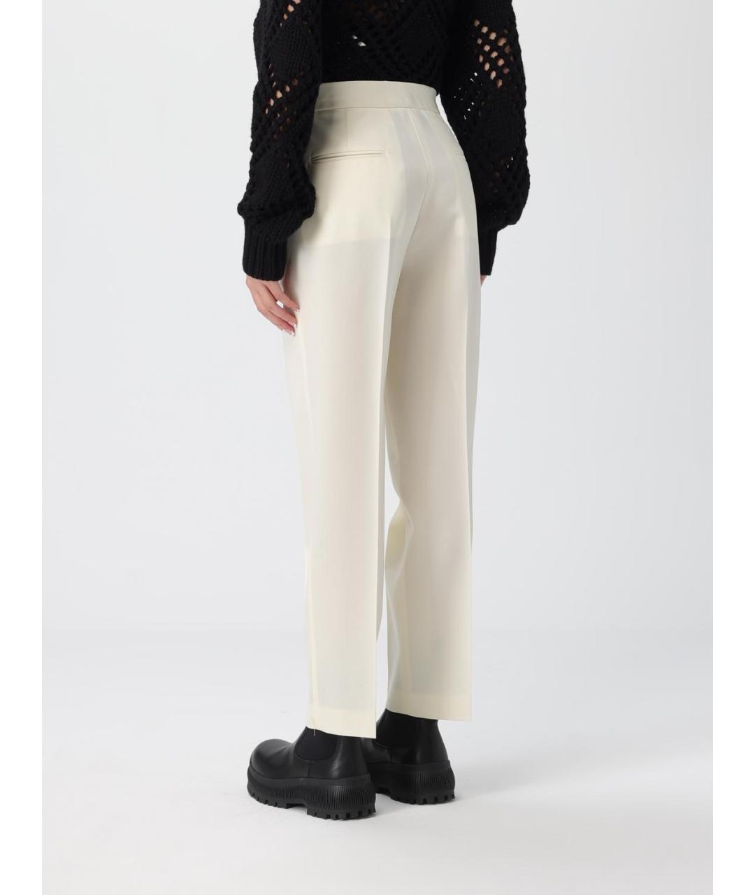 JIL SANDER Бежевые шерстяные прямые брюки, фото 3