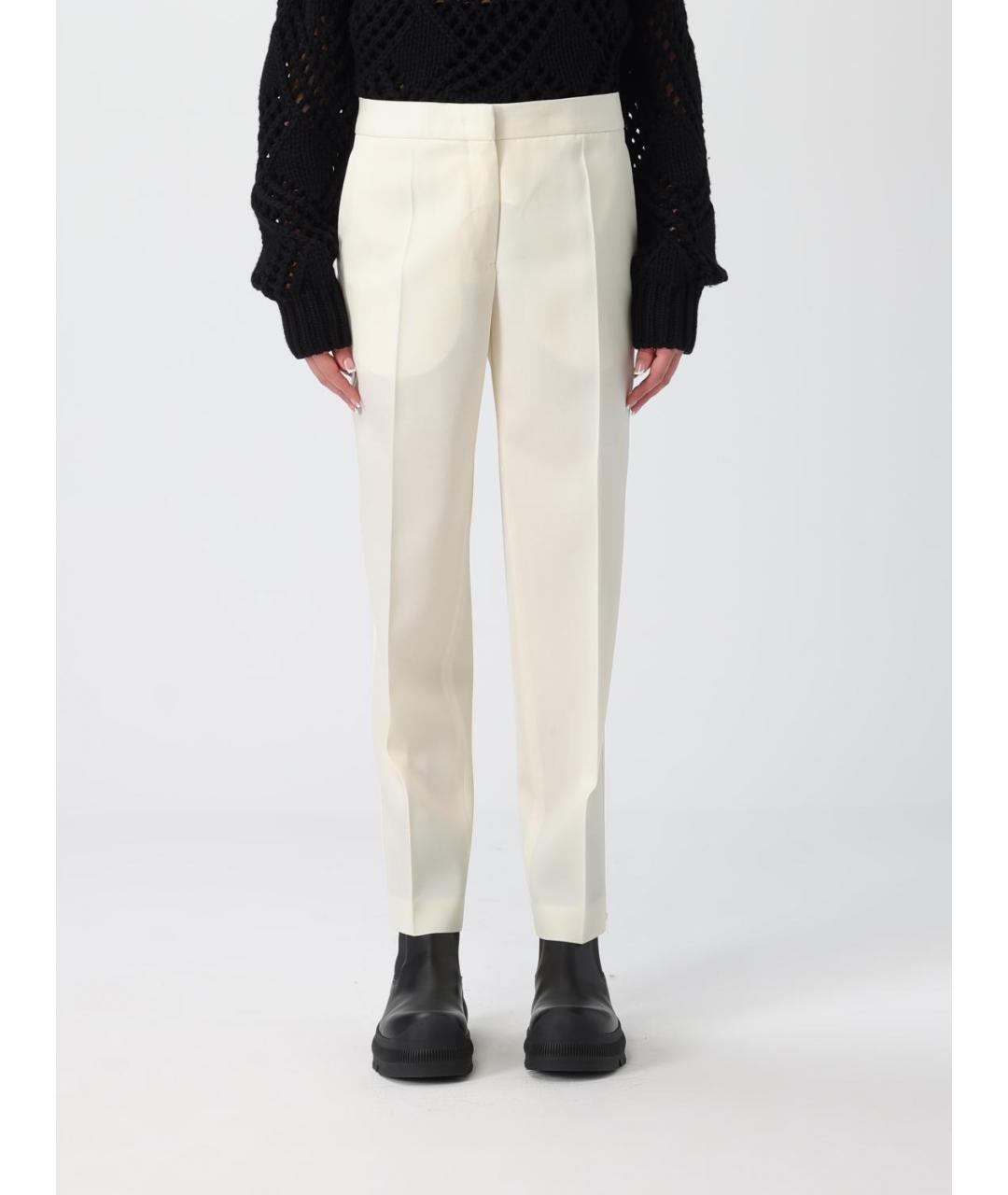 JIL SANDER Бежевые шерстяные прямые брюки, фото 6