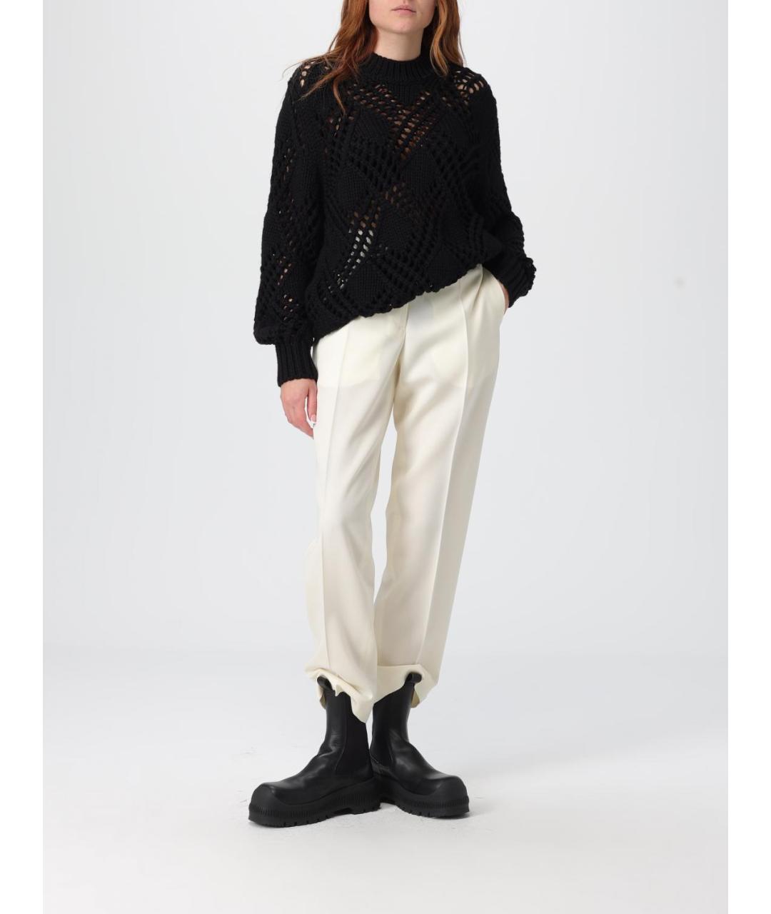 JIL SANDER Бежевые шерстяные прямые брюки, фото 2