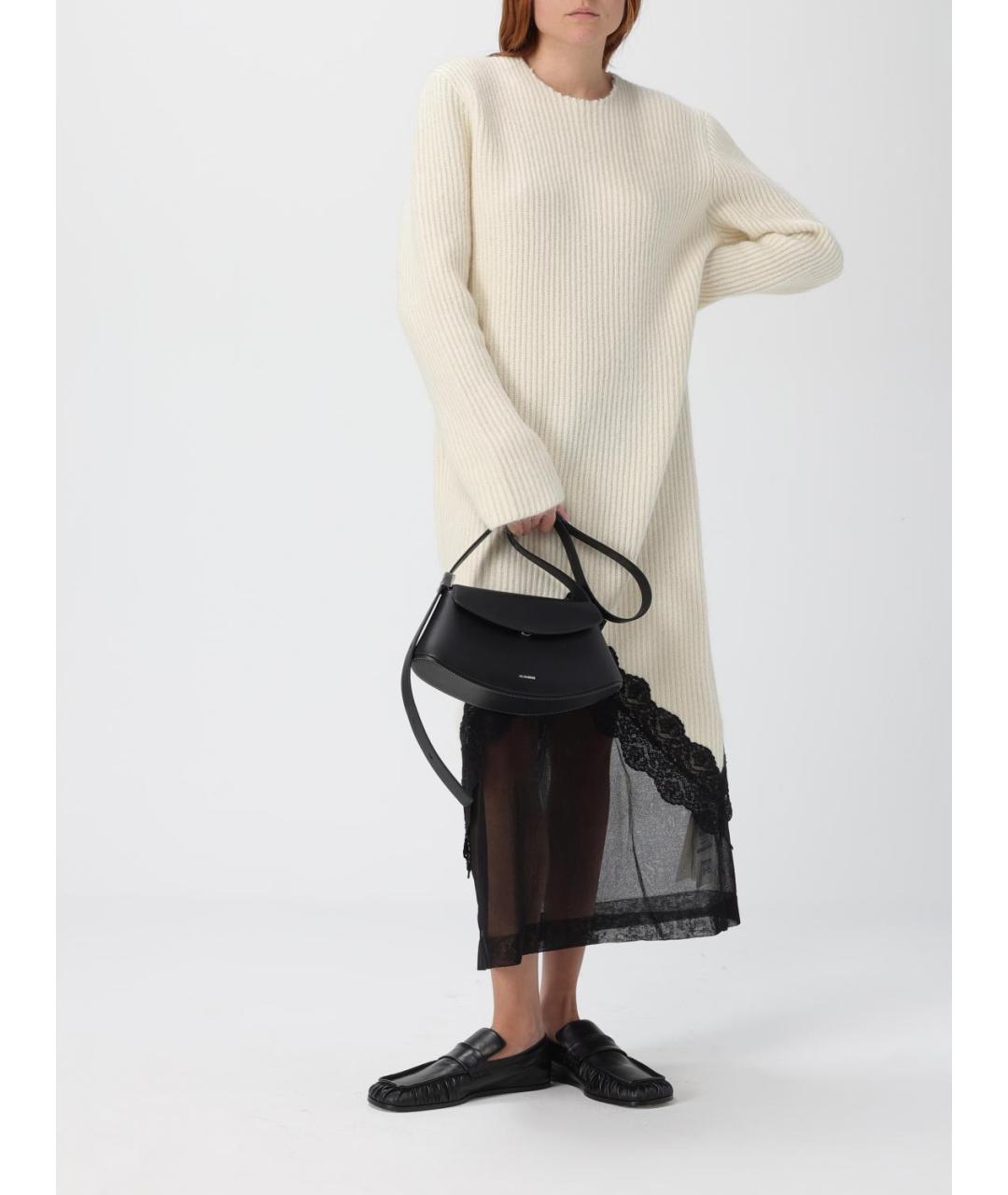 JIL SANDER Черная кожаная сумка через плечо, фото 2