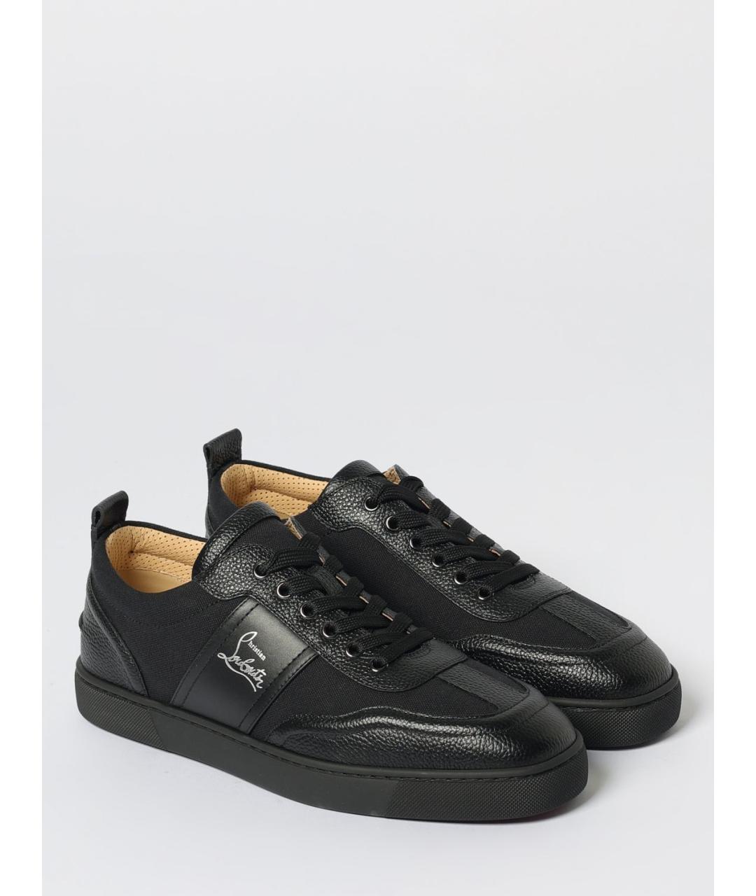 CHRISTIAN LOUBOUTIN Черные кожаные низкие кроссовки / кеды, фото 2