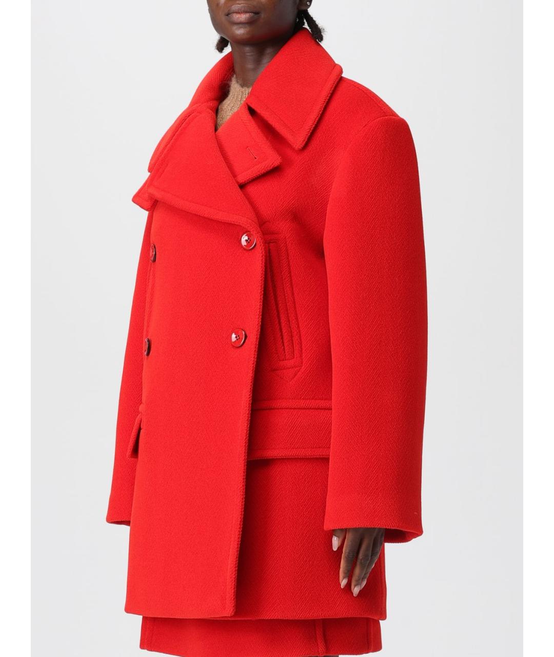 JIL SANDER Красное шерстяное пальто, фото 5