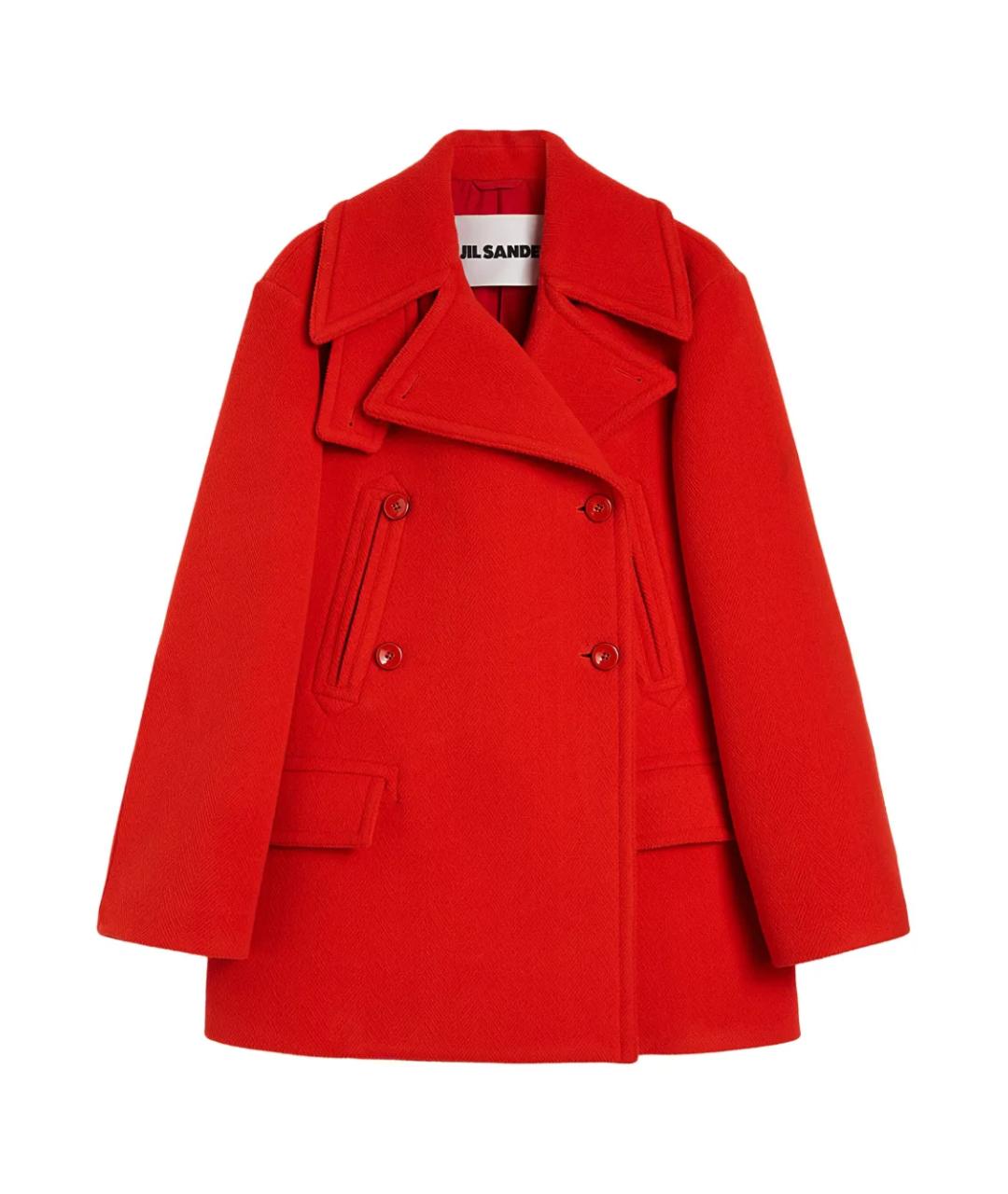 JIL SANDER Красное шерстяное пальто, фото 1