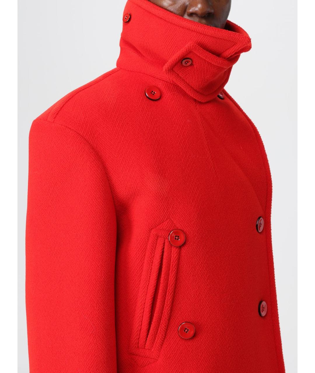 JIL SANDER Красное шерстяное пальто, фото 6