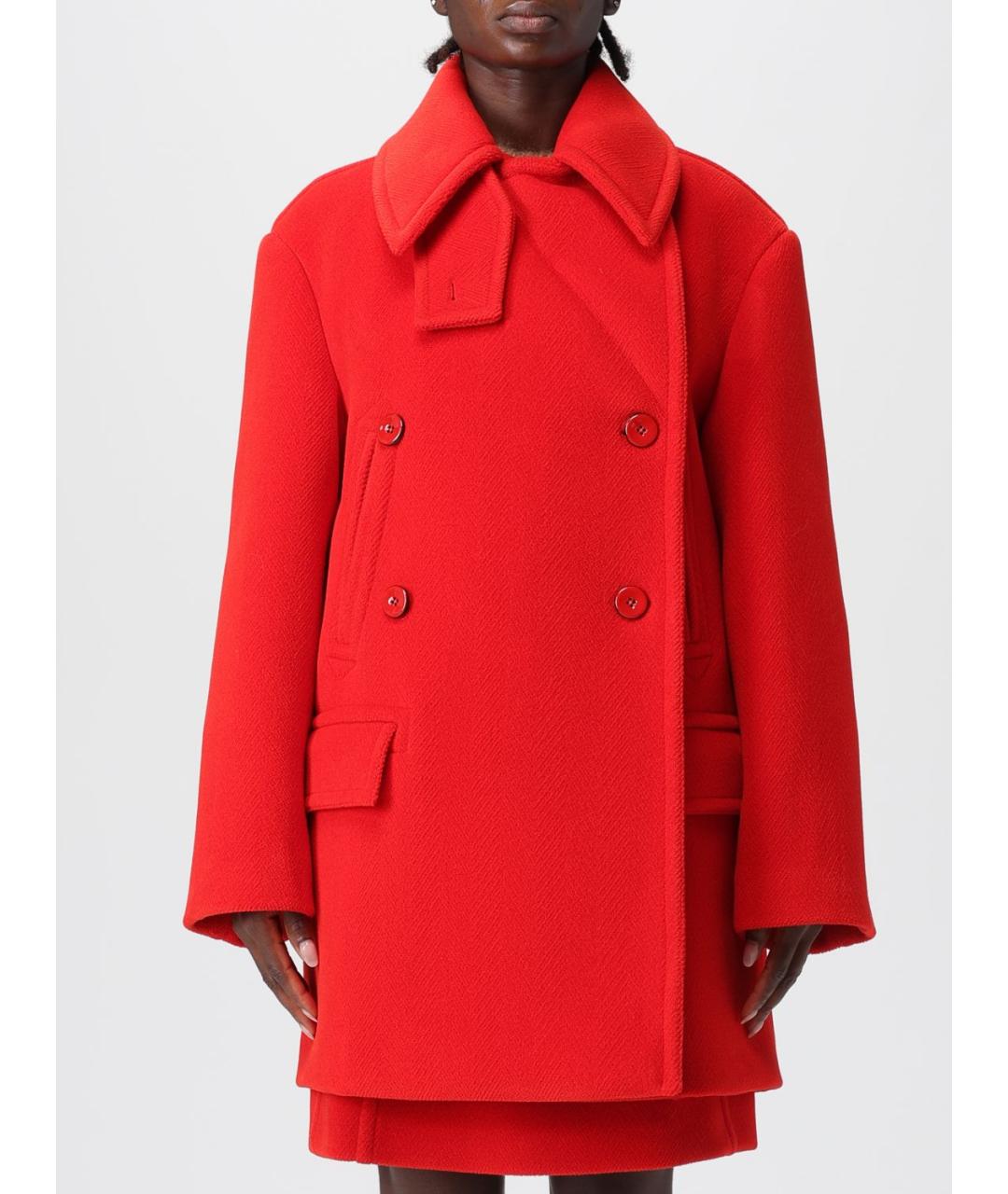 JIL SANDER Красное шерстяное пальто, фото 2