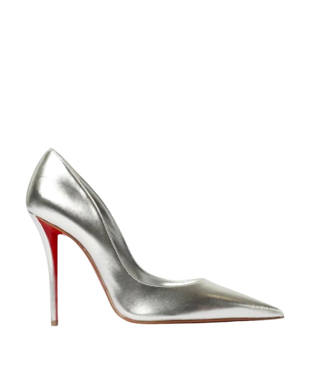 CHRISTIAN LOUBOUTIN Серебряные кожаные туфли, фото 1