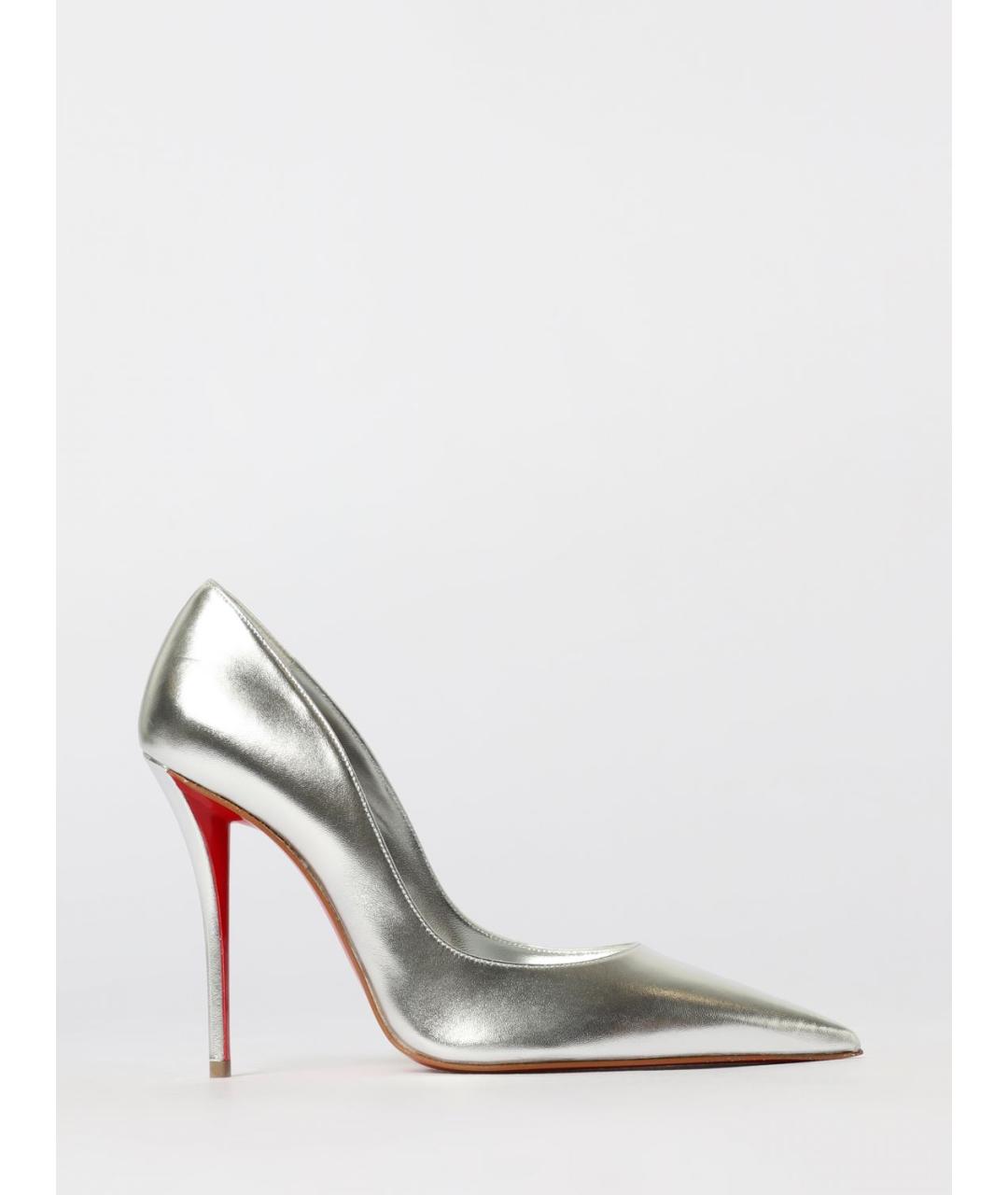CHRISTIAN LOUBOUTIN Серебряные кожаные туфли, фото 4
