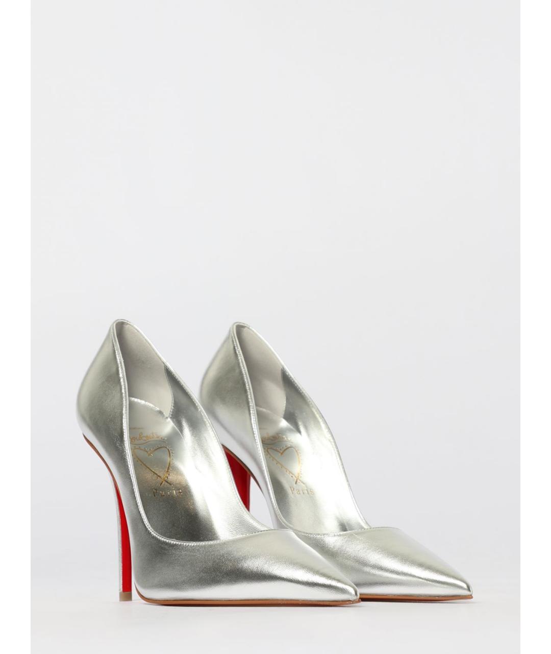 CHRISTIAN LOUBOUTIN Серебряные кожаные туфли, фото 2