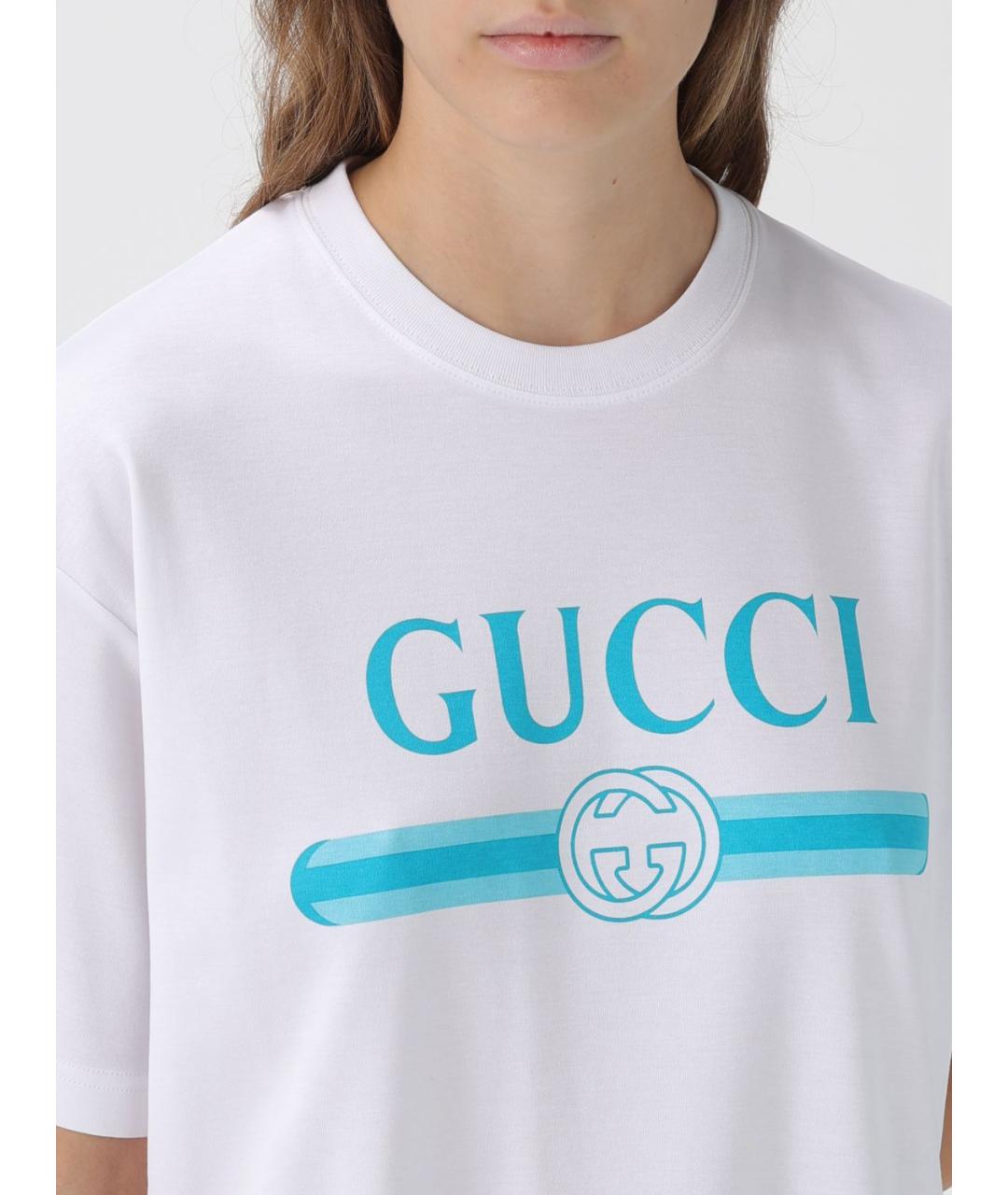 GUCCI Белая хлопковая футболка, фото 6