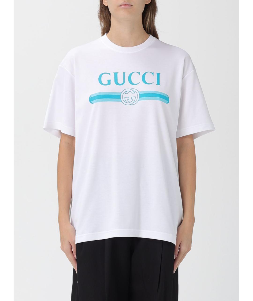 GUCCI Белая хлопковая футболка, фото 2