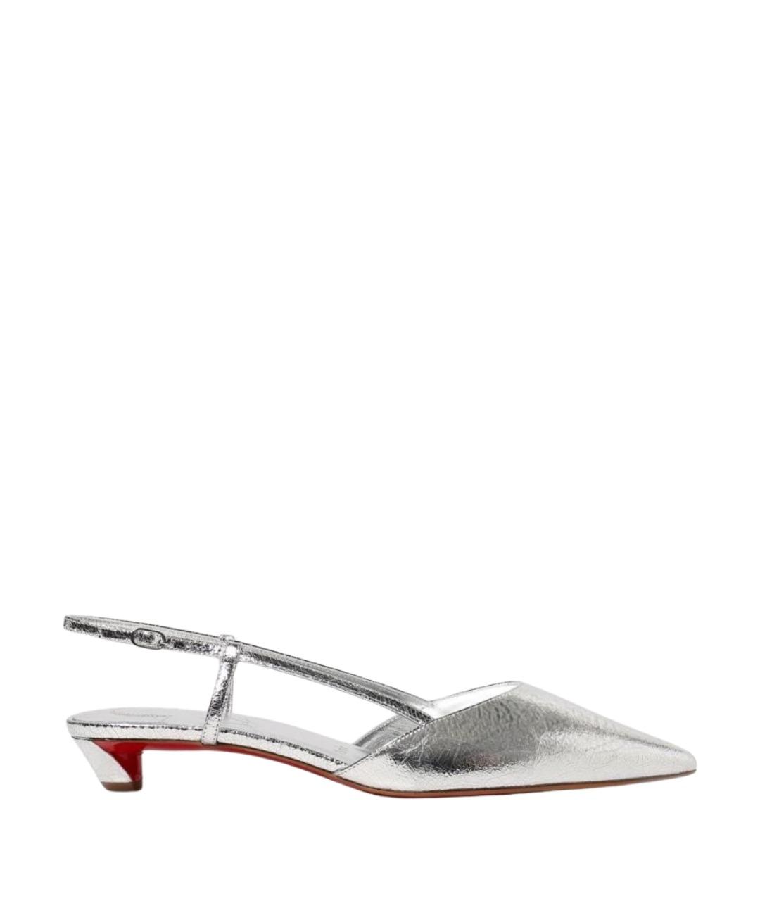 CHRISTIAN LOUBOUTIN Серебряные кожаные туфли, фото 1