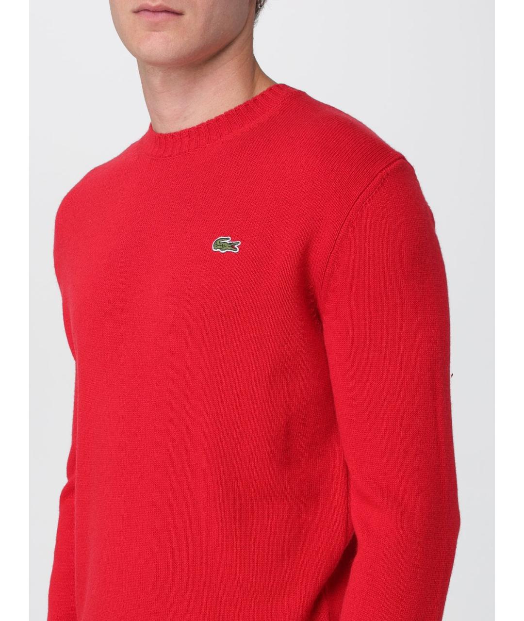 LACOSTE Красный шерстяной джемпер / свитер, фото 3