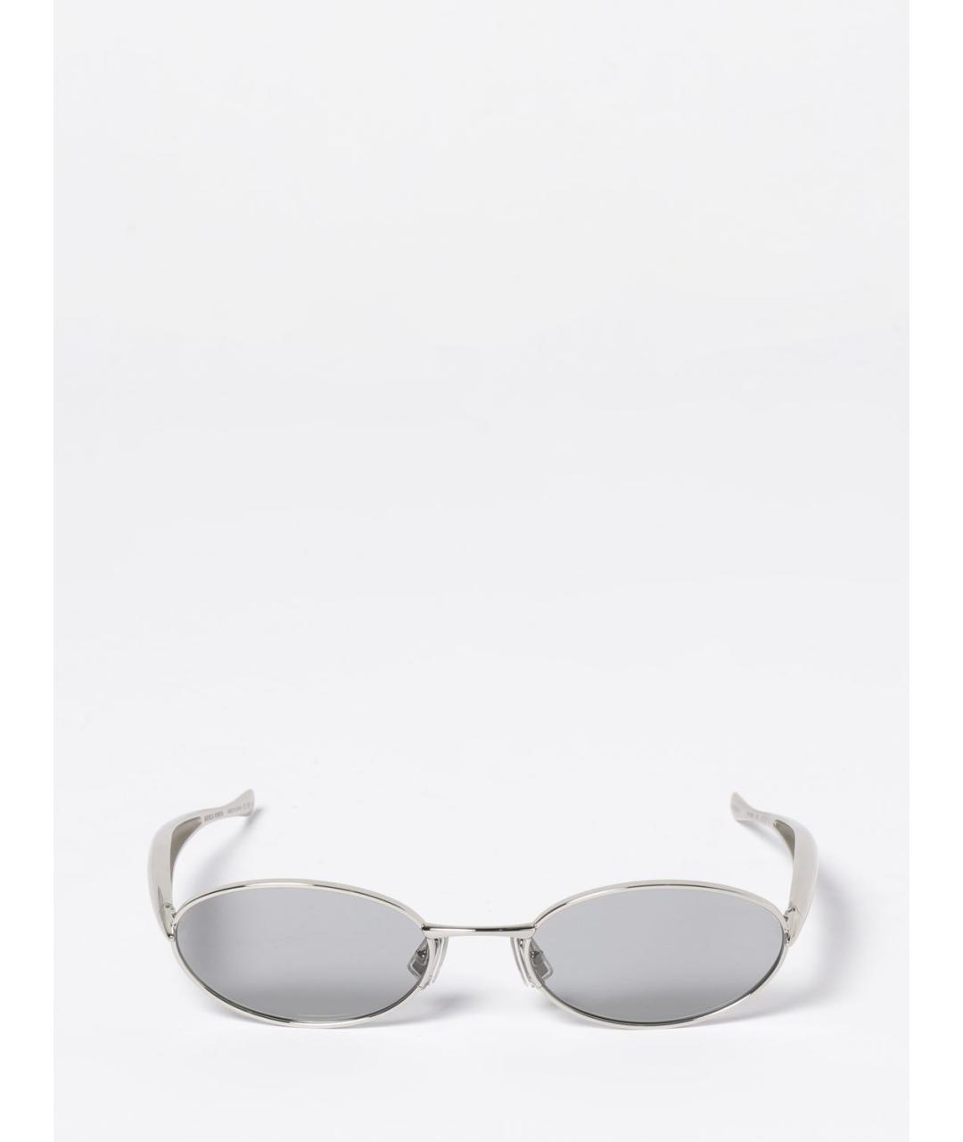 BOTTEGA VENETA Серебряные металлические солнцезащитные очки, фото 2