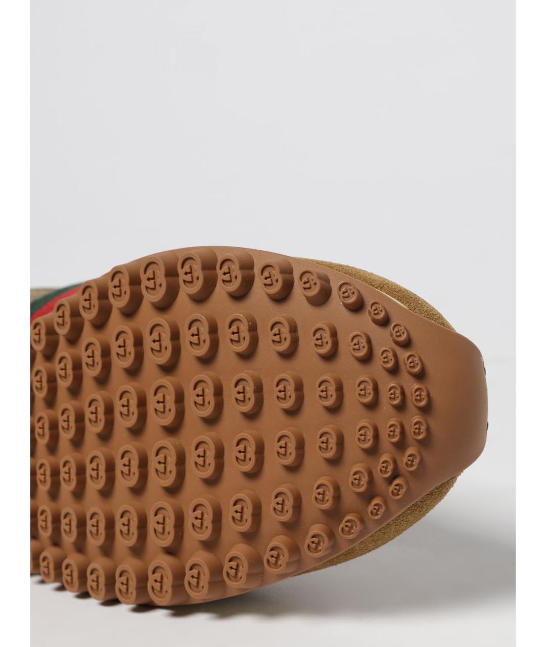 GUCCI Бежевые кожаные низкие кроссовки / кеды, фото 4