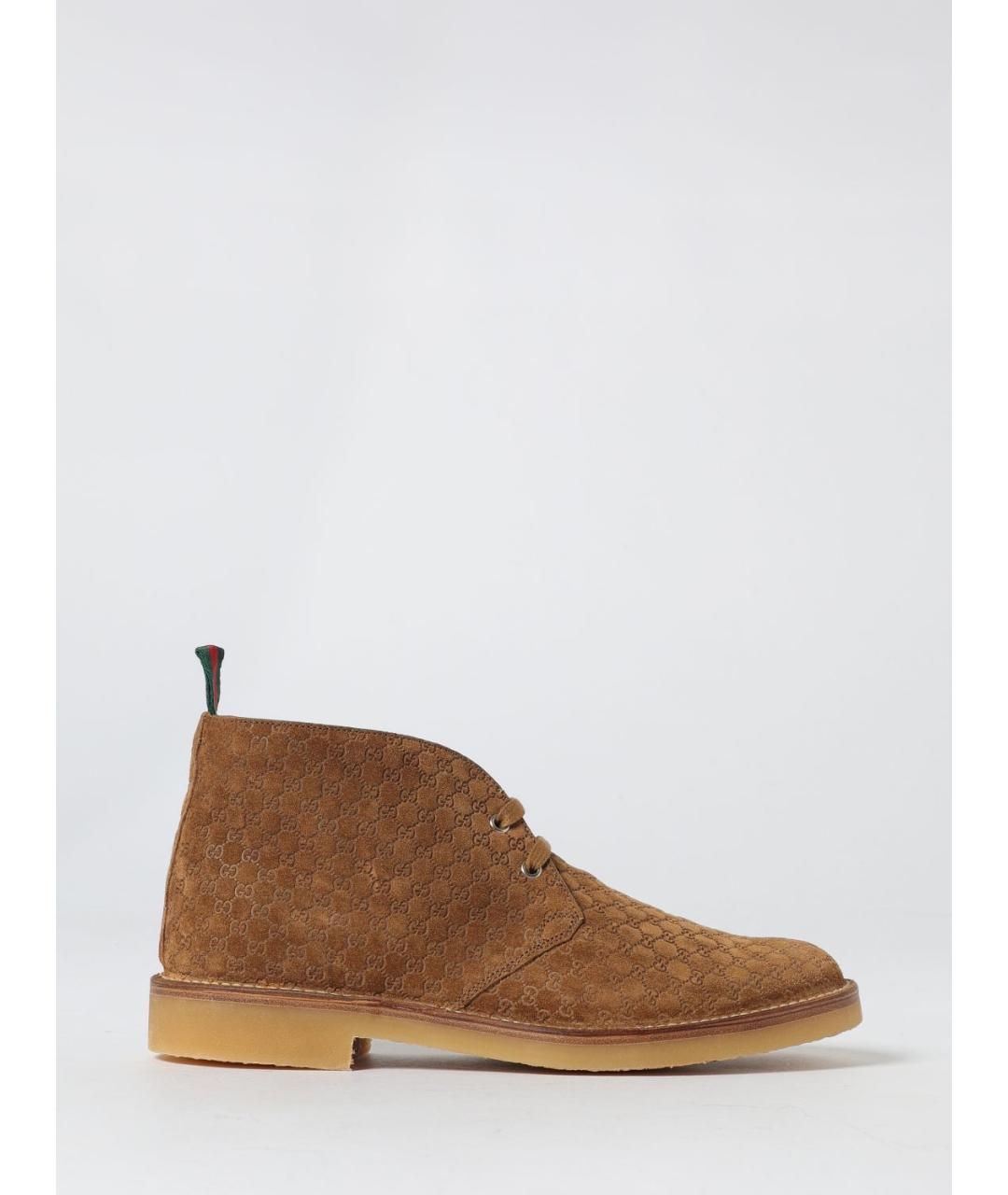 GUCCI Коричневые замшевые низкие ботинки, фото 5