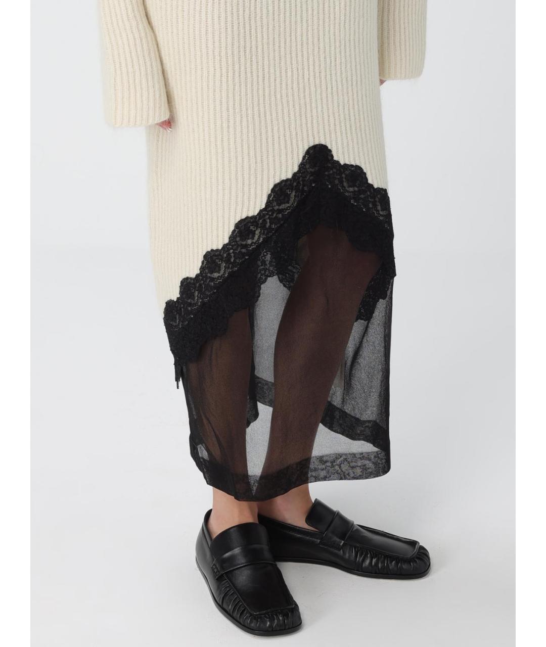 JIL SANDER Белое шерстяное повседневное платье, фото 6