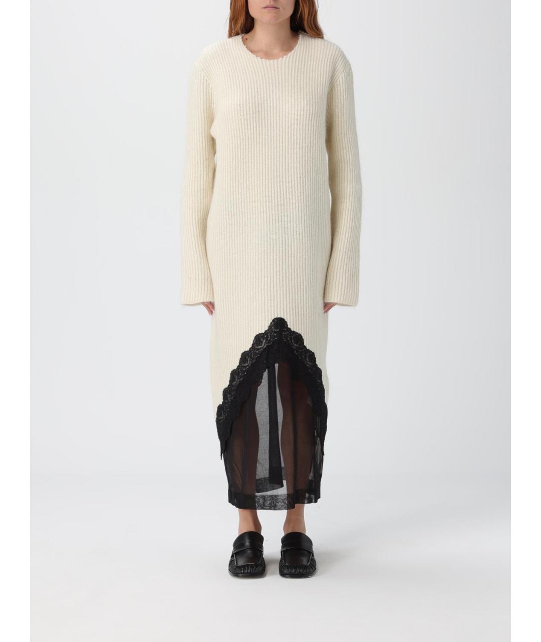 JIL SANDER Белое шерстяное повседневное платье, фото 2