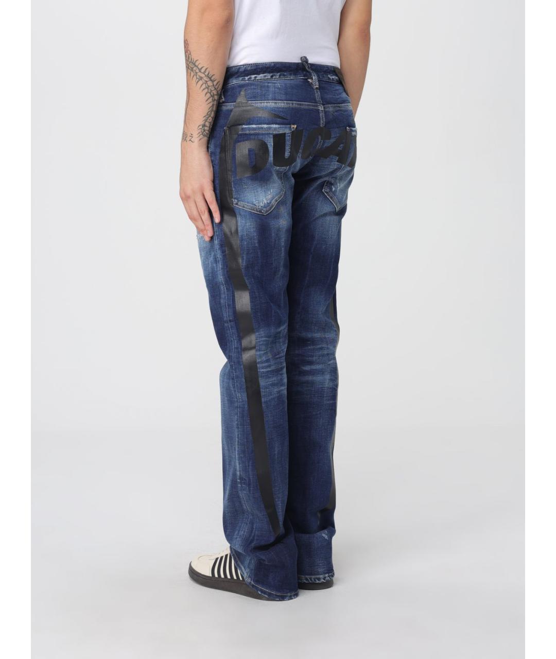 DSQUARED2 Синие хлопко-эластановые прямые джинсы, фото 3