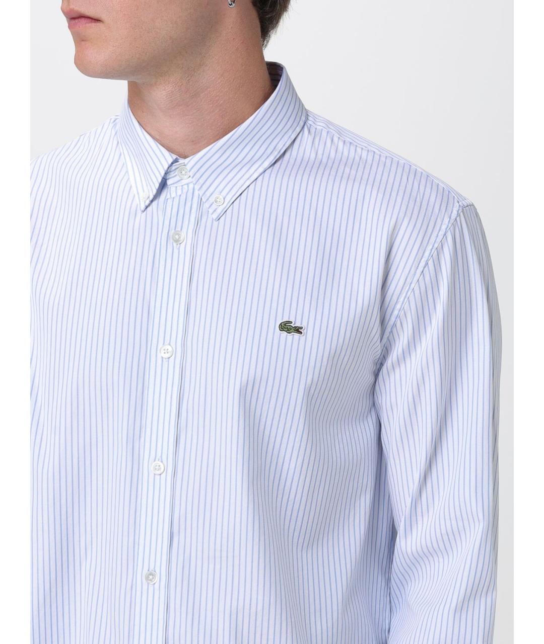 LACOSTE Голубая хлопковая кэжуал рубашка, фото 3