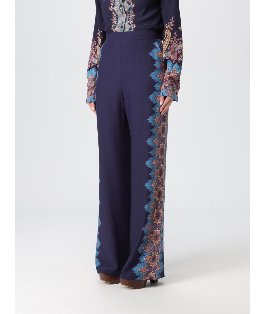 ETRO Мульти шелковые прямые брюки, фото 5