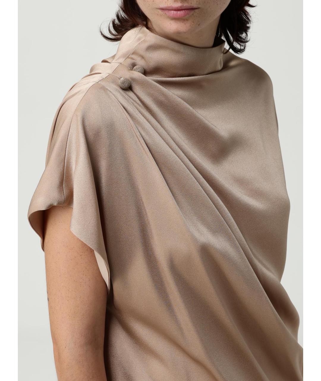 FABIANA FILIPPI Бежевое вискозное вечернее платье, фото 4
