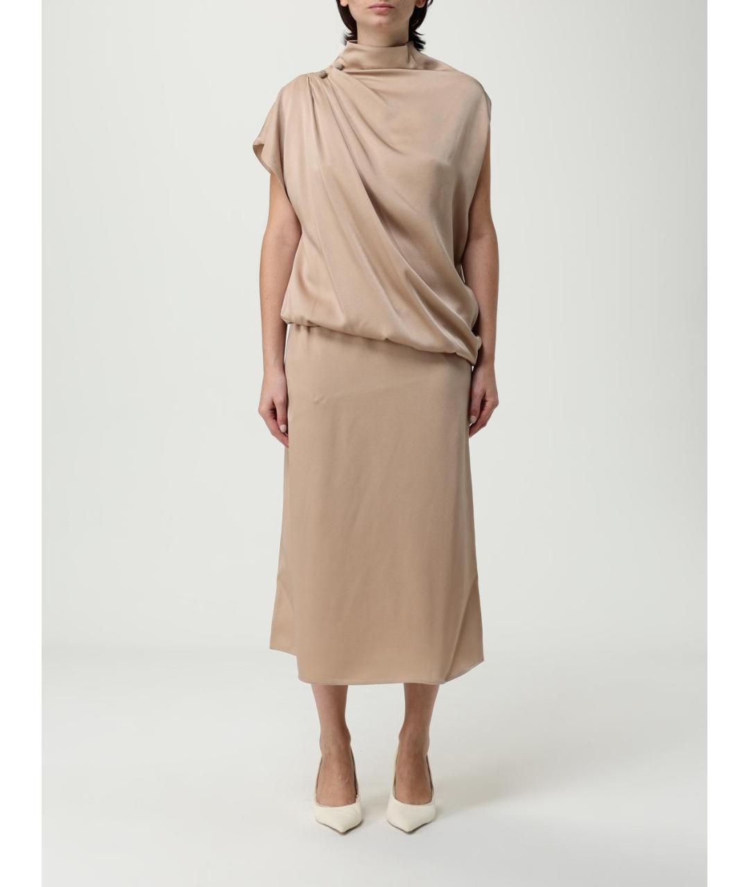 FABIANA FILIPPI Бежевое вискозное вечернее платье, фото 5