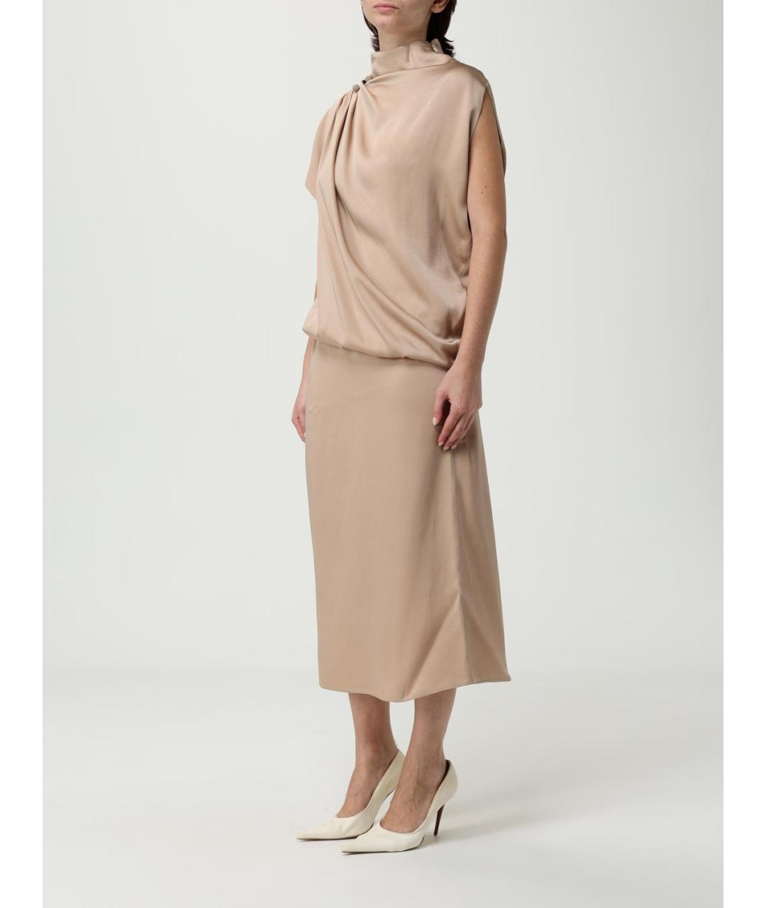 FABIANA FILIPPI Бежевое вискозное вечернее платье, фото 3