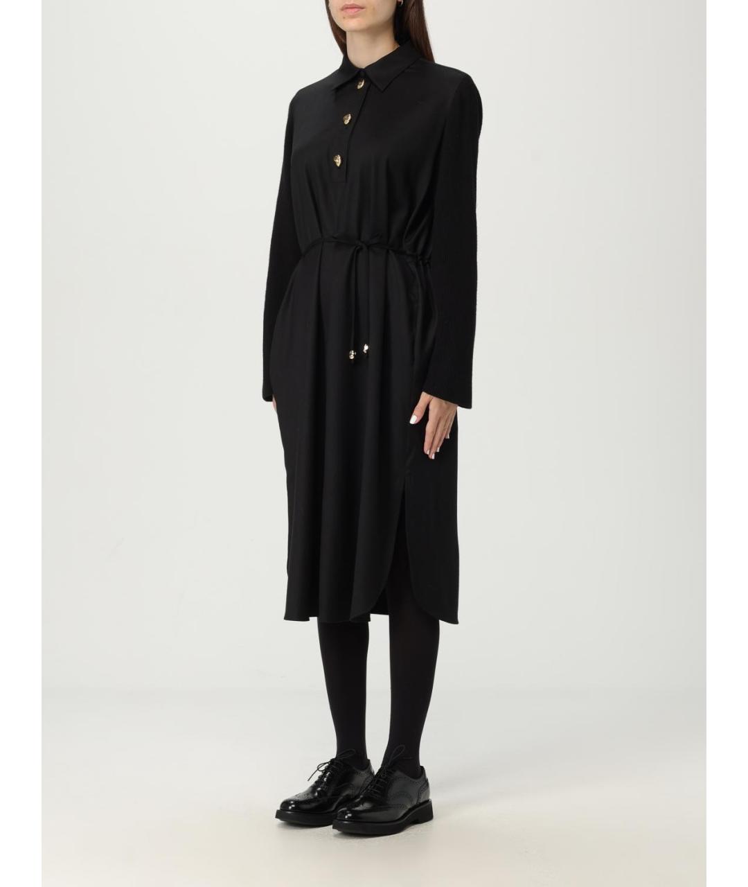 FABIANA FILIPPI Черное шерстяное повседневное платье, фото 3