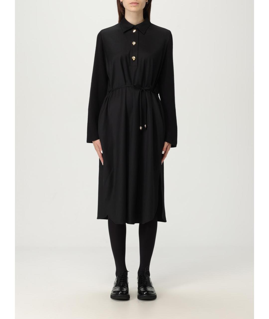 FABIANA FILIPPI Черное шерстяное повседневное платье, фото 5