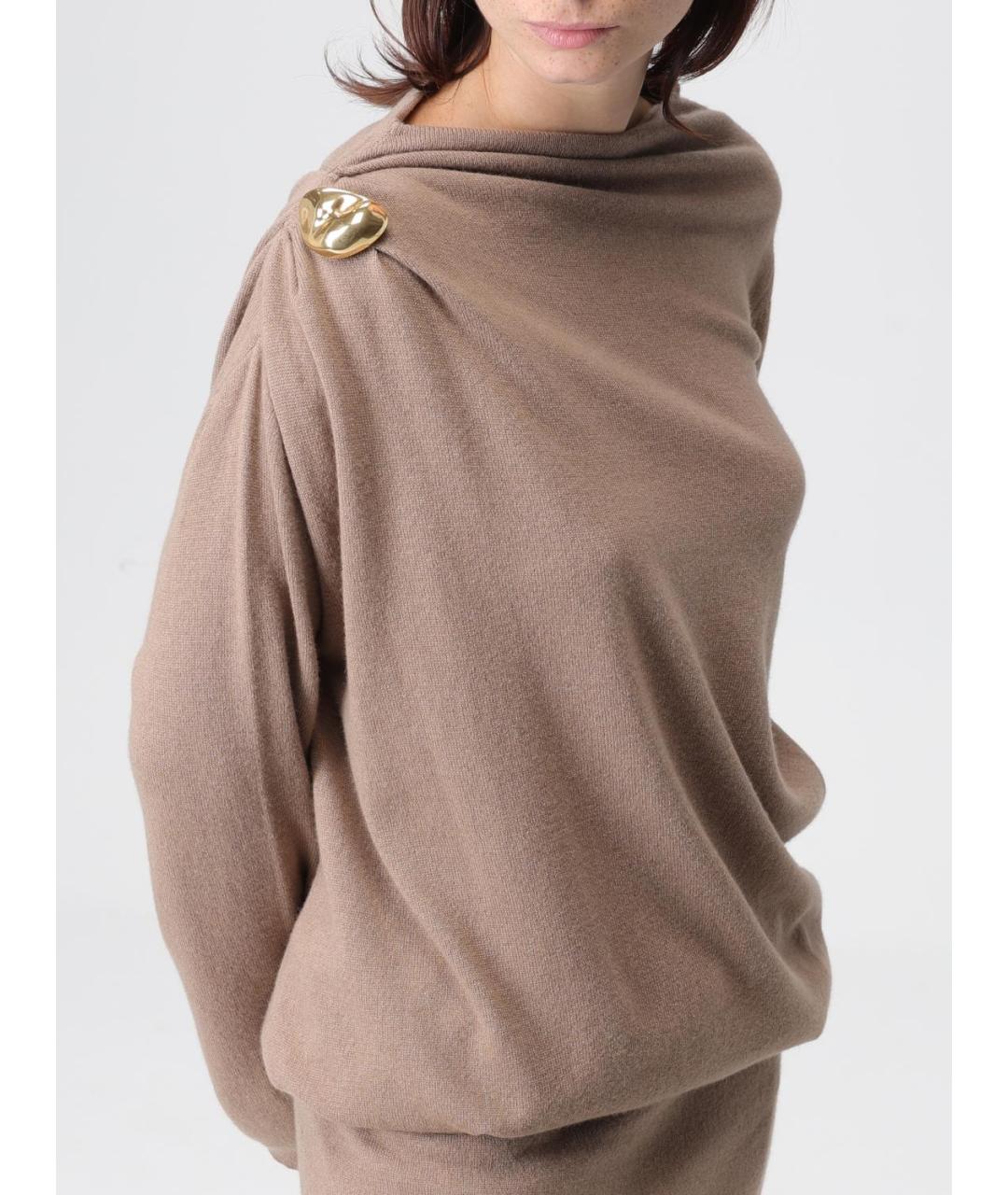 FABIANA FILIPPI Бежевое шерстяное повседневное платье, фото 4