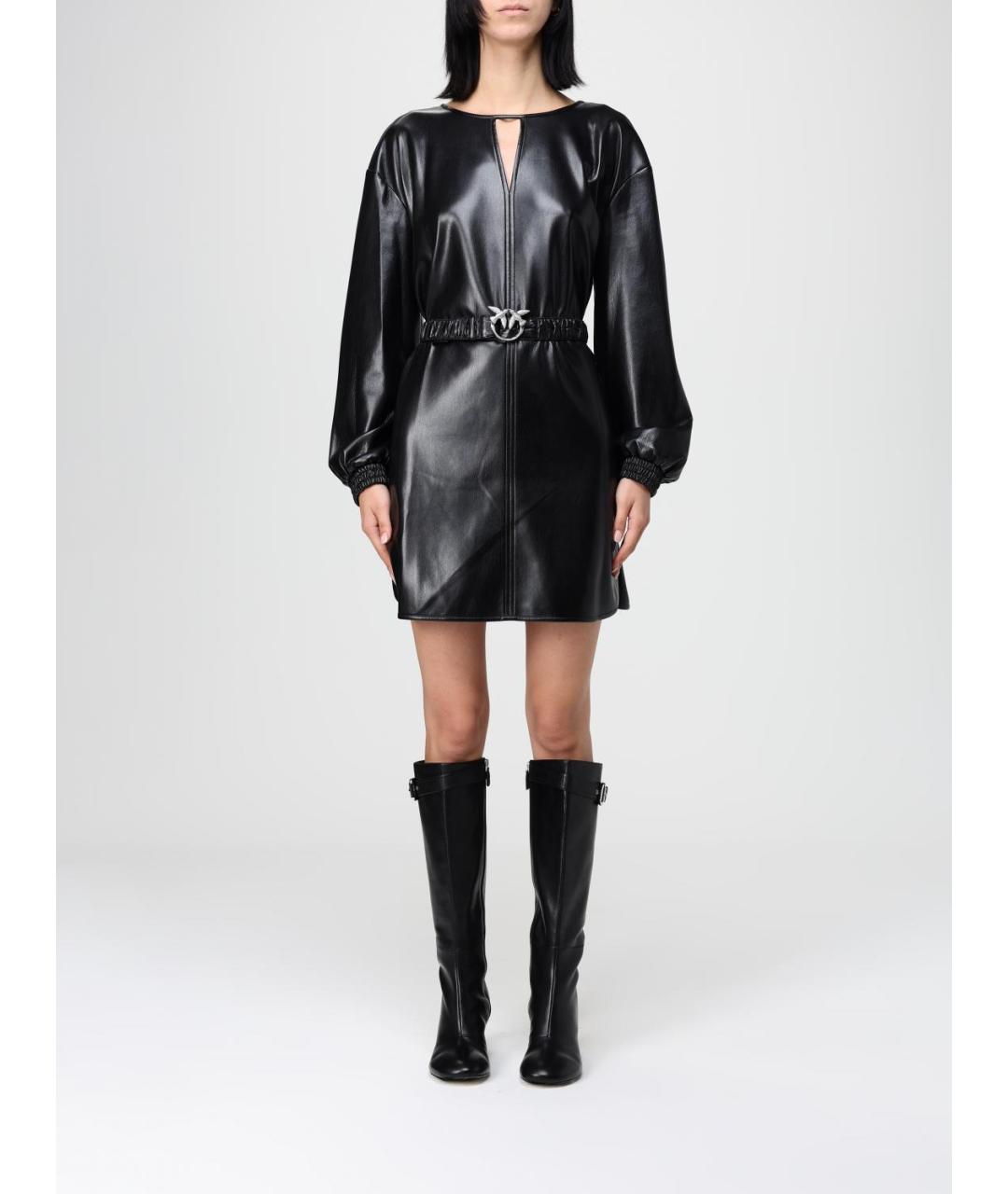 PINKO Черное полиуретановое платье, фото 2