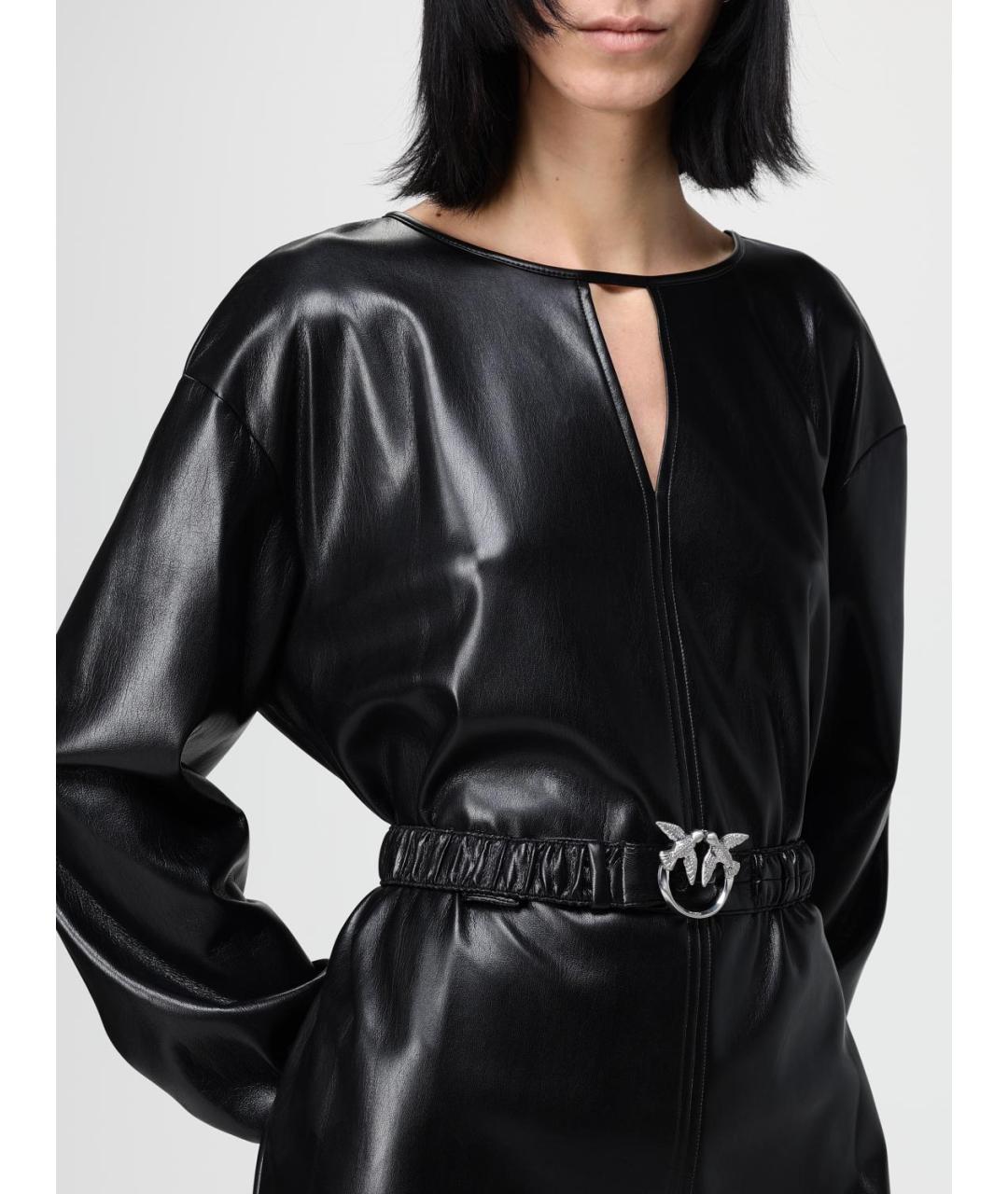 PINKO Черное полиуретановое платье, фото 4