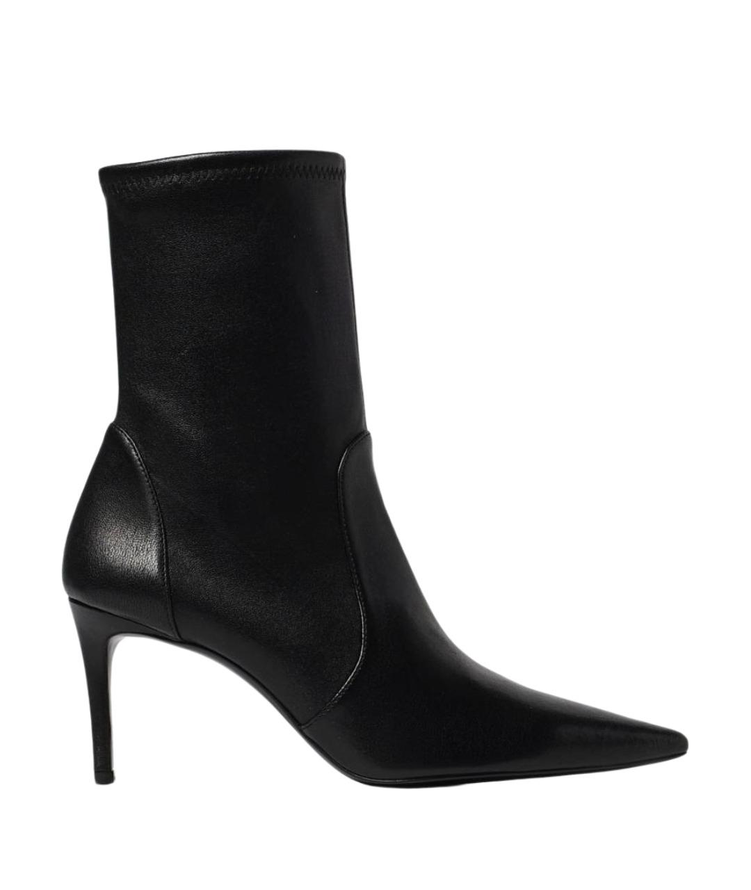 STUART WEITZMAN Черные кожаные ботильоны, фото 1