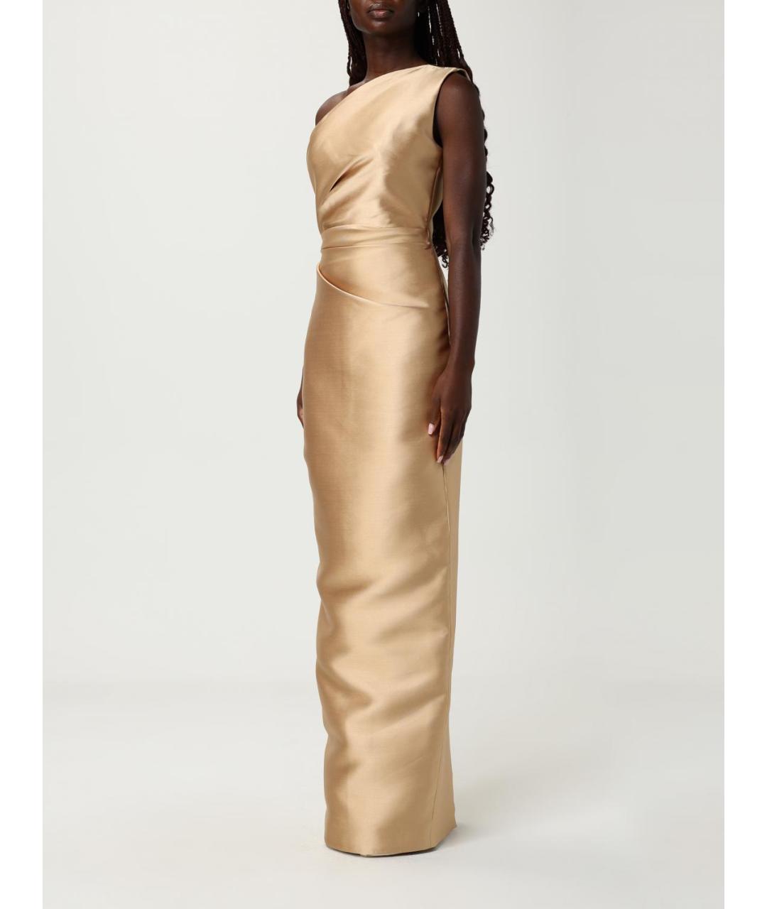 SOLACE LONDON Золотое полиэстеровое вечернее платье, фото 4