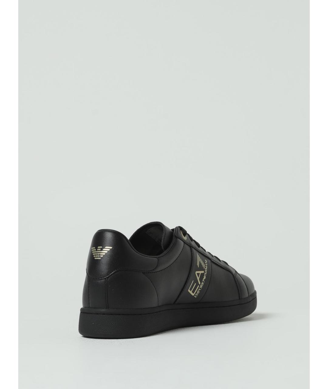 EA7 Черные кожаные низкие кроссовки / кеды, фото 3