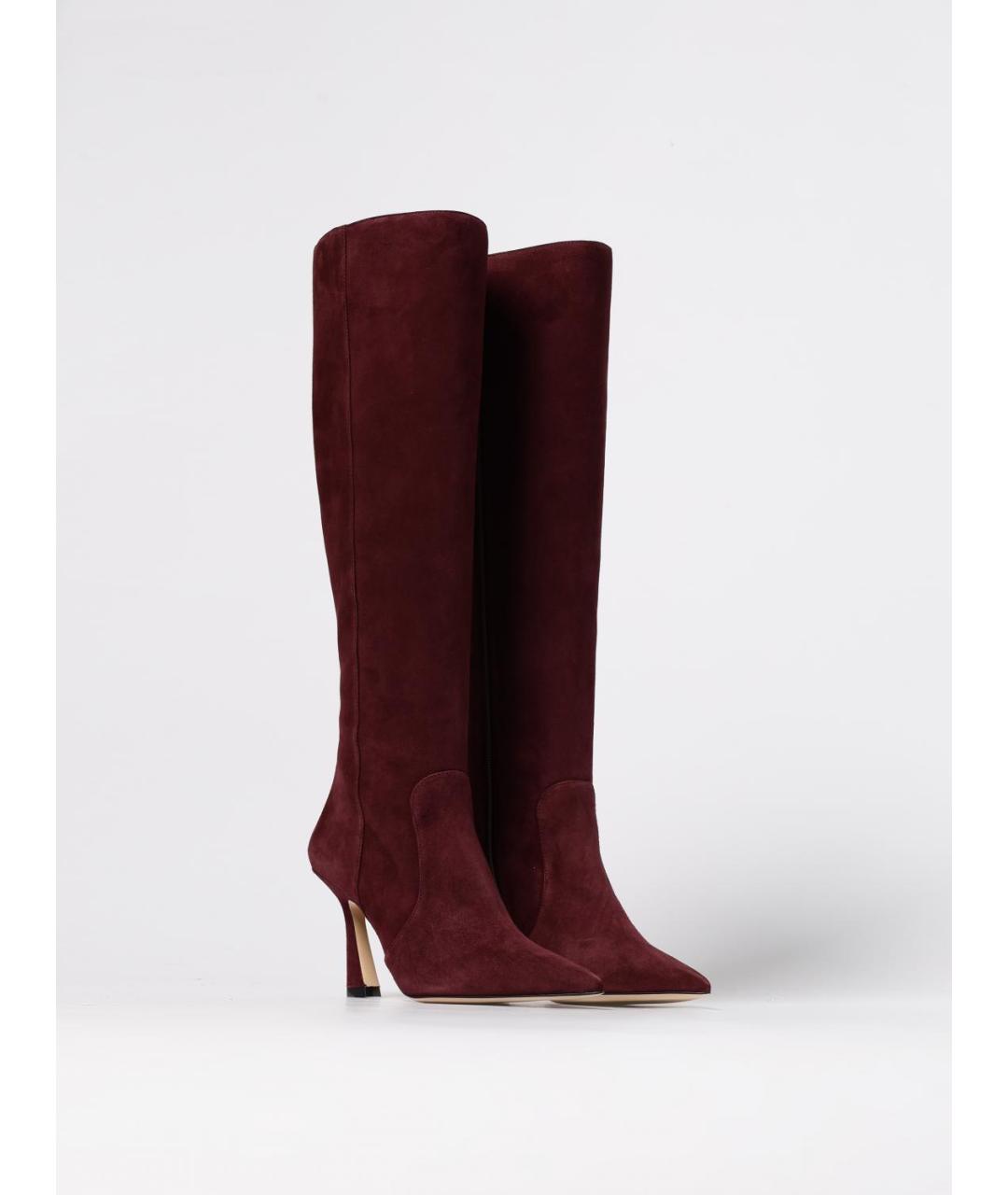 STUART WEITZMAN Бордовые замшевые сапоги, фото 2
