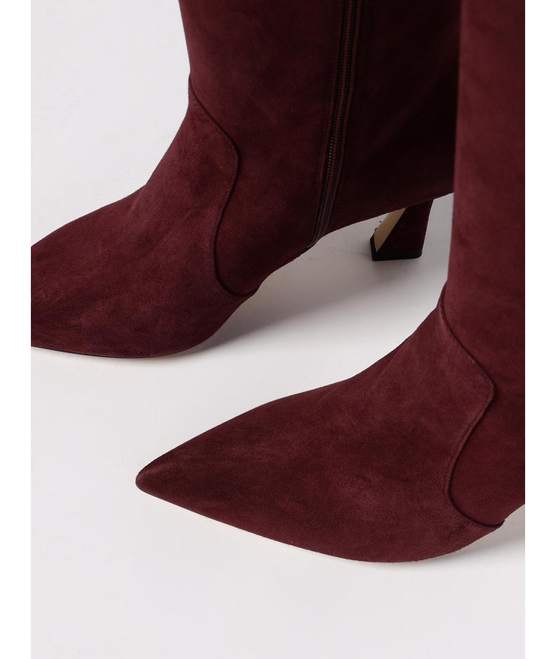 STUART WEITZMAN Бордовые замшевые сапоги, фото 4