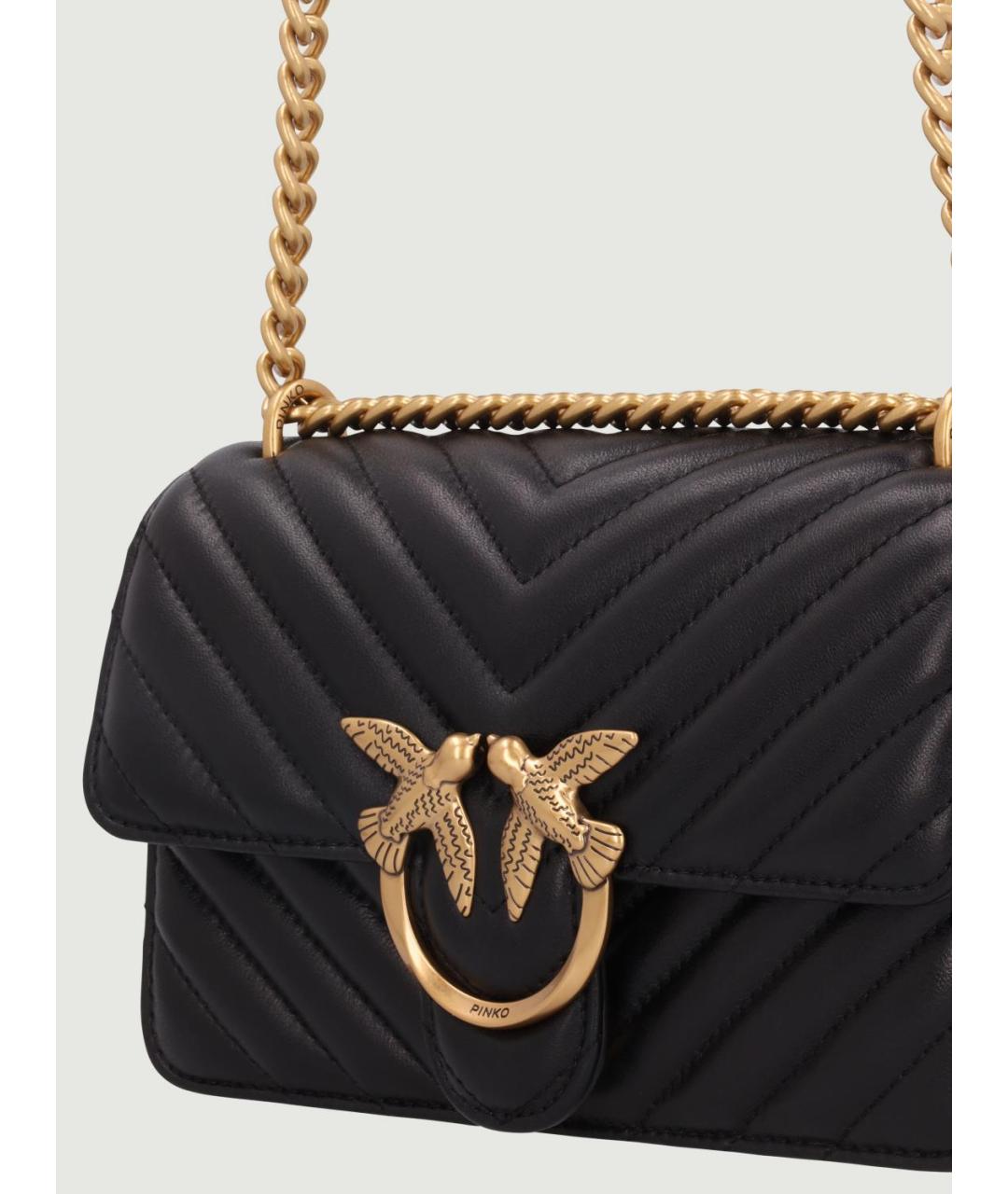 PINKO Черная кожаная сумка через плечо, фото 3