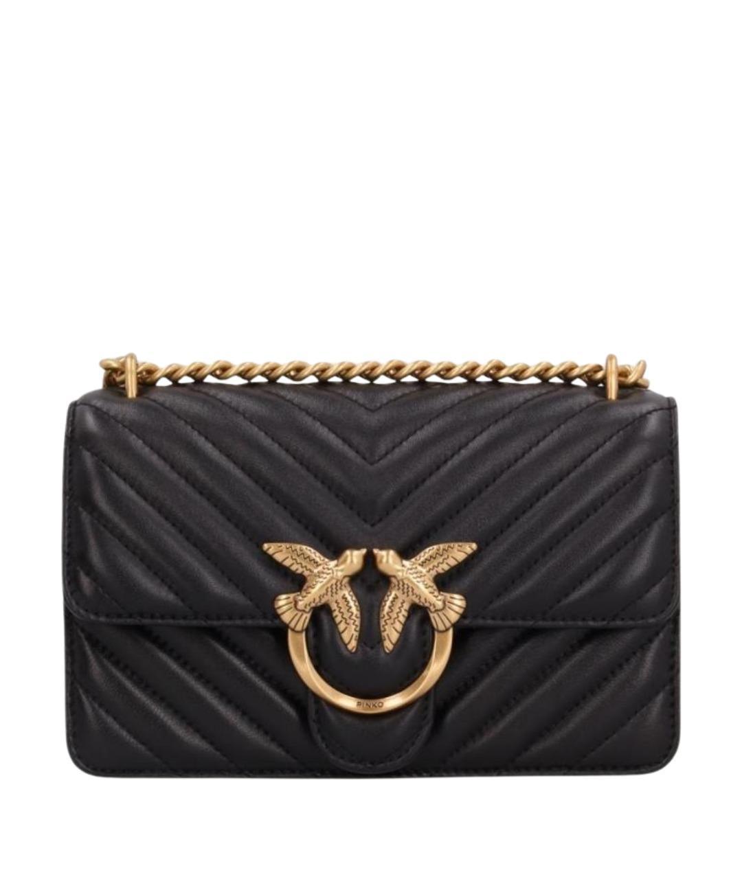 PINKO Черная кожаная сумка через плечо, фото 1