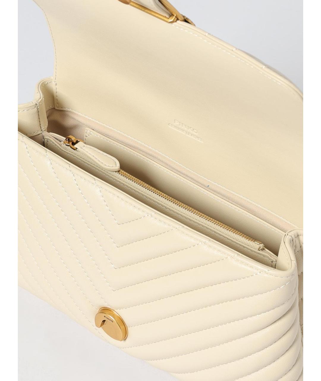 PINKO Белая кожаная сумка с короткими ручками, фото 3