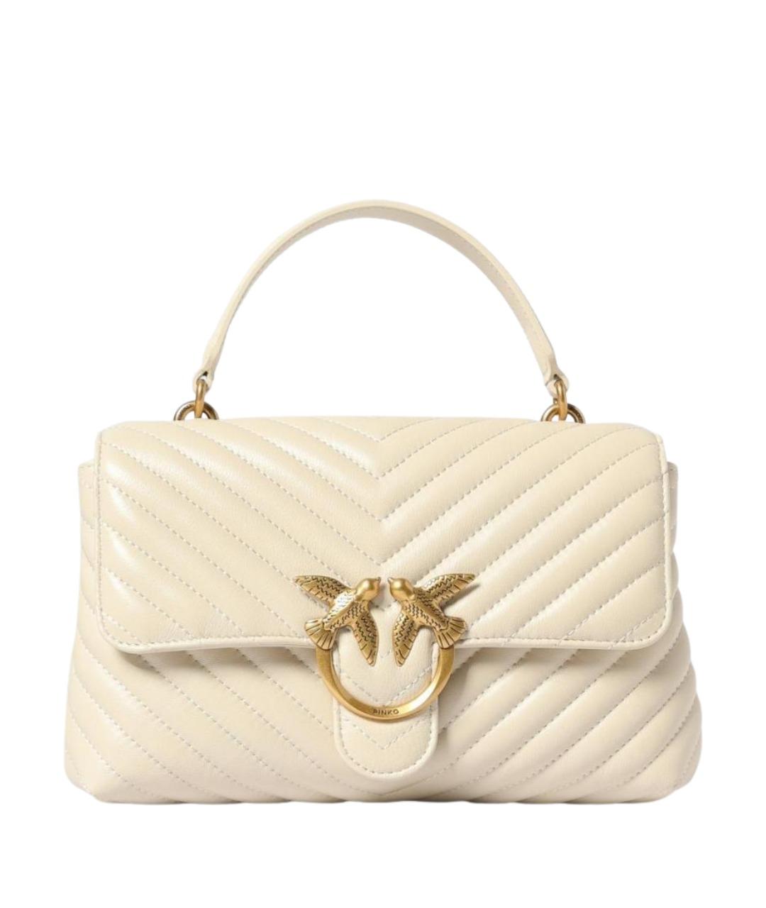 PINKO Белая кожаная сумка с короткими ручками, фото 1