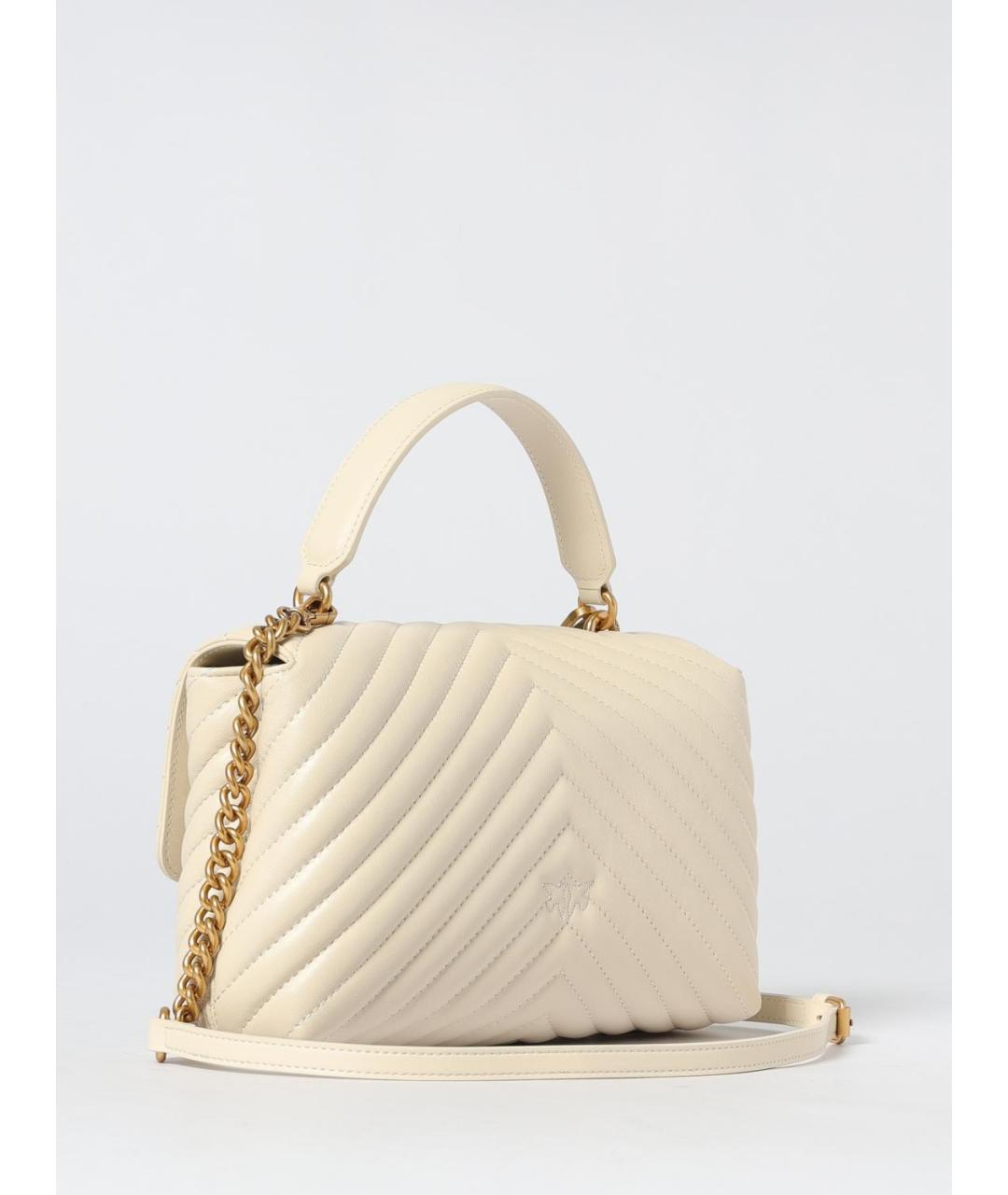 PINKO Белая кожаная сумка с короткими ручками, фото 2