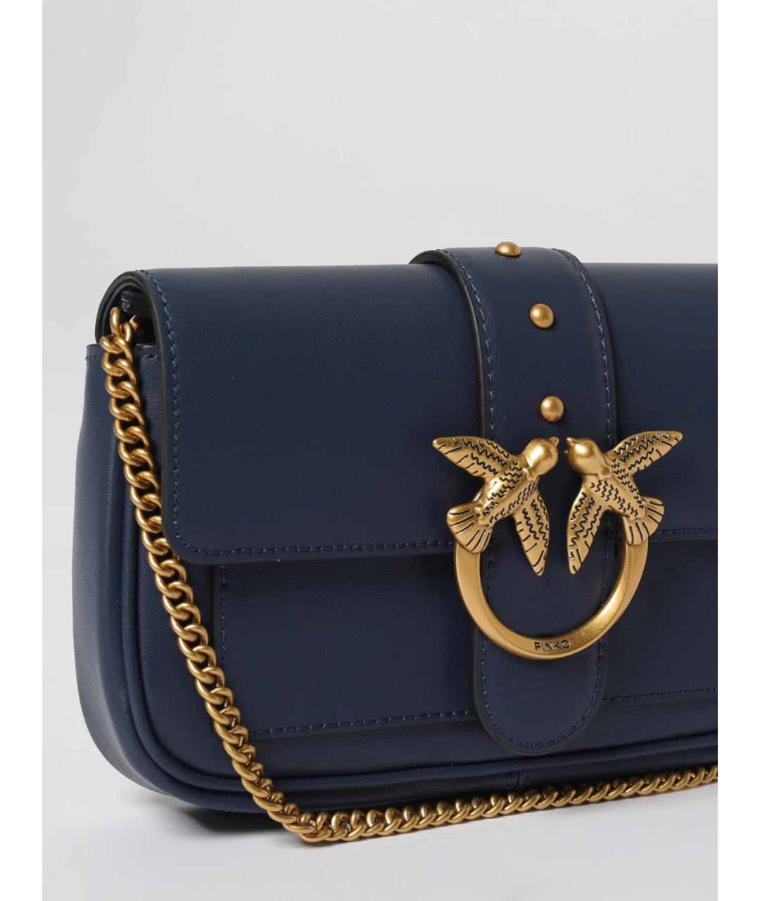 PINKO Темно-синяя кожаная сумка через плечо, фото 3