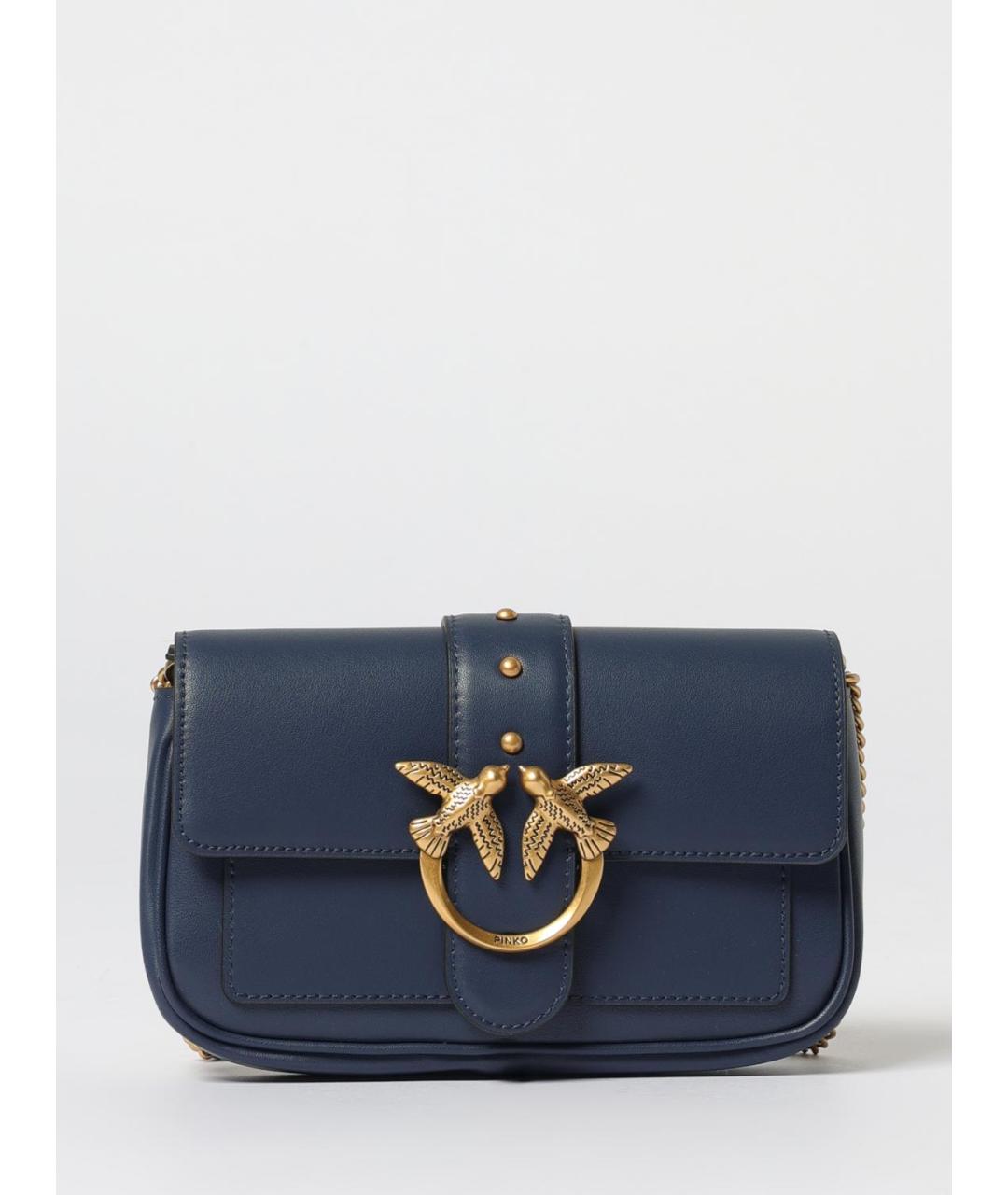 PINKO Темно-синяя кожаная сумка через плечо, фото 4