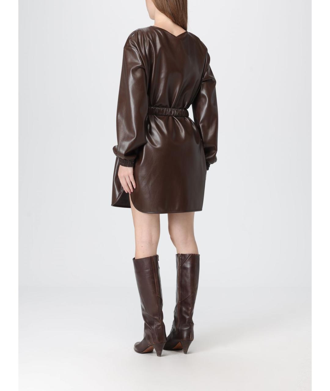 PINKO Коричневое полиэстеровое платье, фото 3